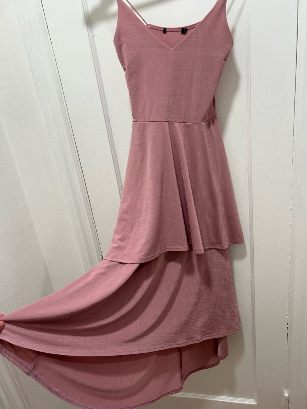Women's Dusty Rose Tiered Sundress - Sleeveless V-Neck US2